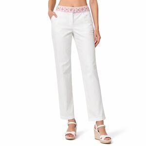 Talbots White Pants with Embroidered Waistband 4P NEW